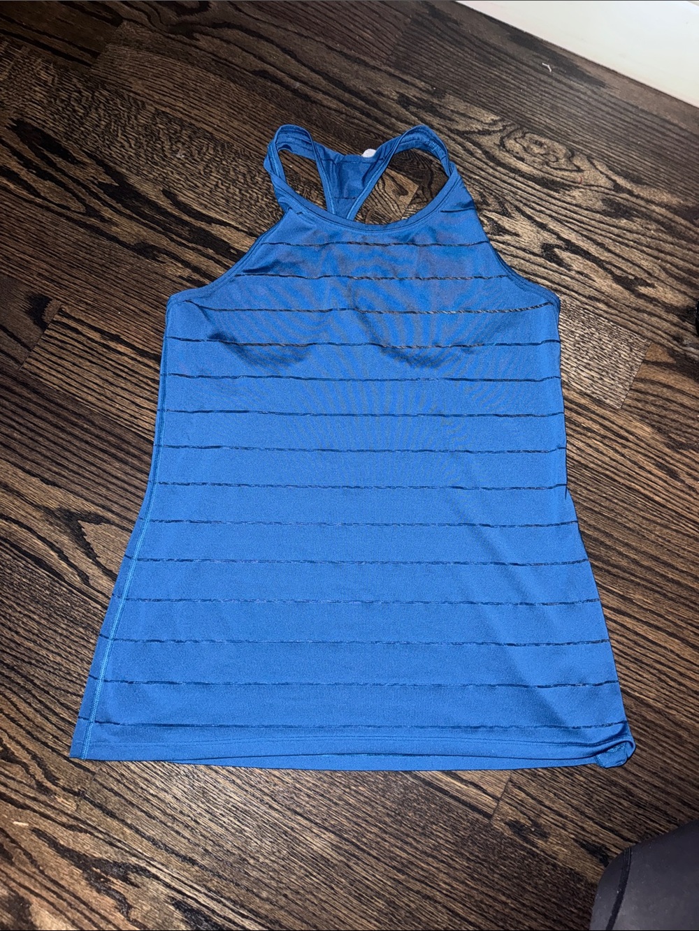 Athleta Royal Blue Striped Racerback Tank